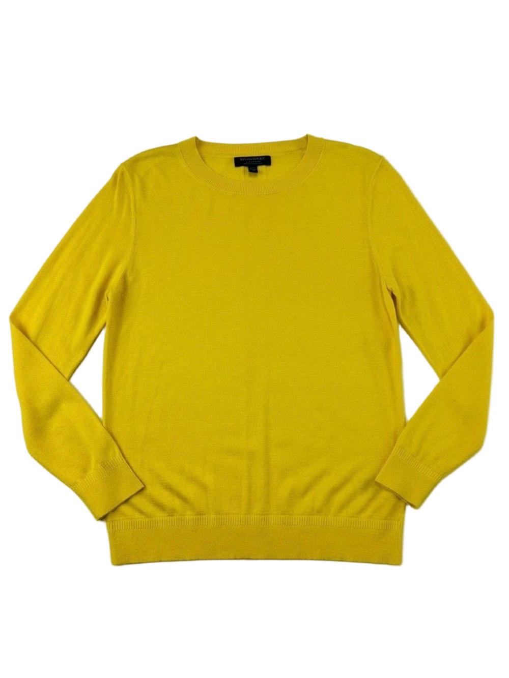Banana Republic silk cashmere lemon yellow lightweight crew neck womens sweater